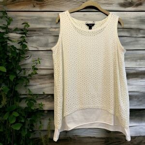 Simply Vera Vera Wang White Sleeveless Top - Size L, Ladies Blouse, Eyelet